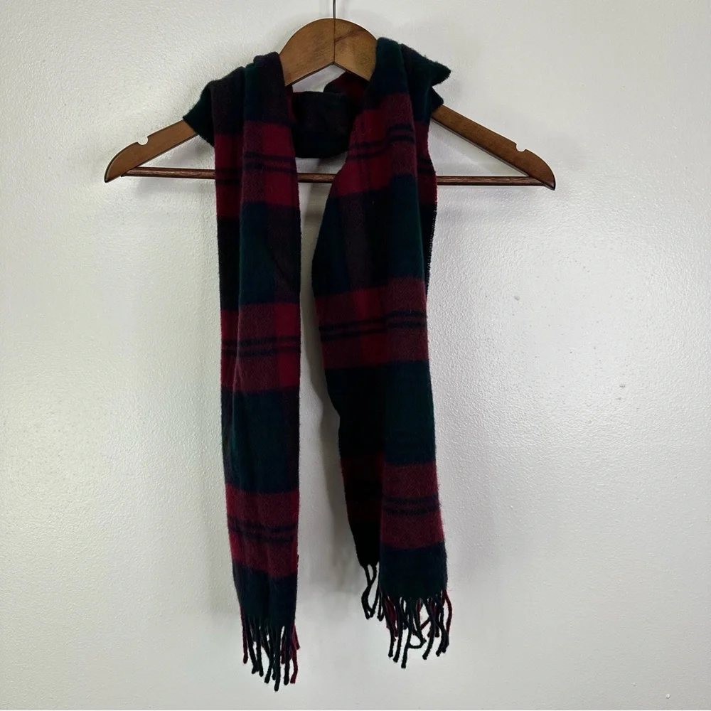 Lambswool Lindsey Tartan Fringe Scarf Red Green 11.75